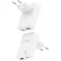 Aisens Cargador de Pared GaN Ultra Delgado 30W USB-C y USB-A Blanco